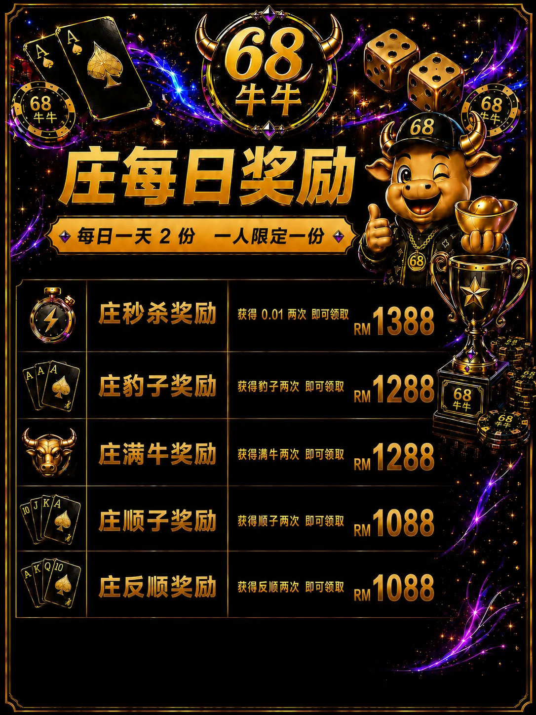每天两份庄家专属奖励